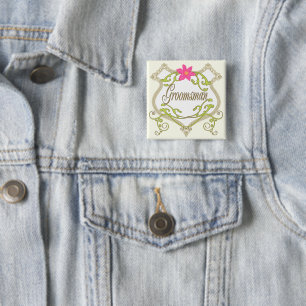 Groomsman trouwbadges vierkante button 5,1 cm