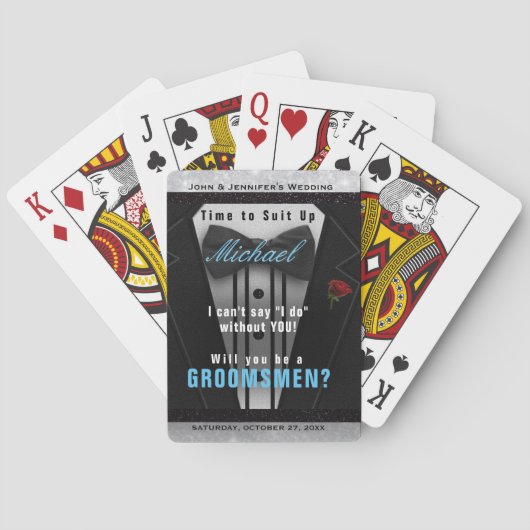 Groomsman Tuxedo Invitation Suit omhoog Pokerkaarten (Achterkant)
