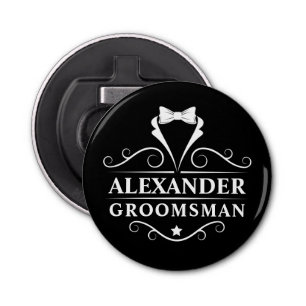 Groomsman Tuxedo Stropdas Black Button Flesopener