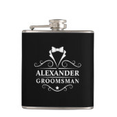 Groomsman Tuxedo Stropdas Black Heupfles (Voorkant)