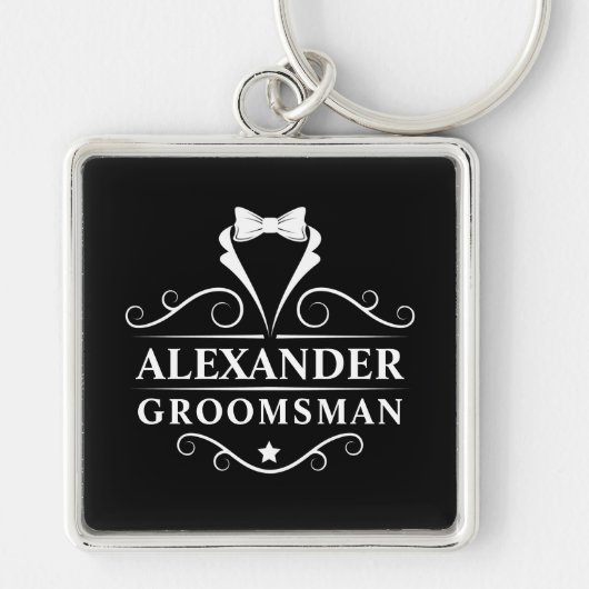 Groomsman Tuxedo Stropdas Black Premium Sleutelhanger (Voorkant)