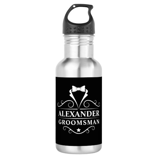Groomsman Tuxedo Stropdas Black Waterfles (Voorkant)