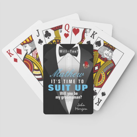 Groomsman Tuxedo-uitnodiging Pokerkaarten (Achterkant)