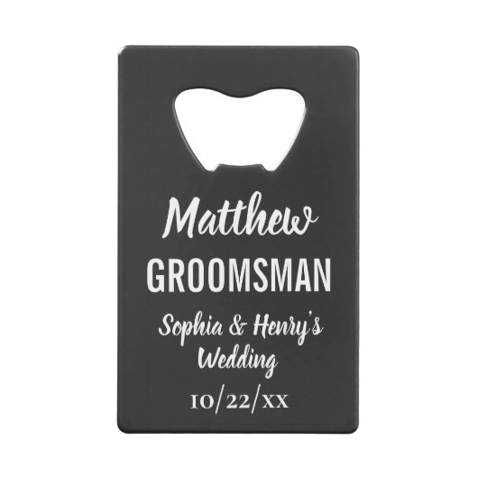 Groomsman Typographie moderne Mariage noir (Devant)