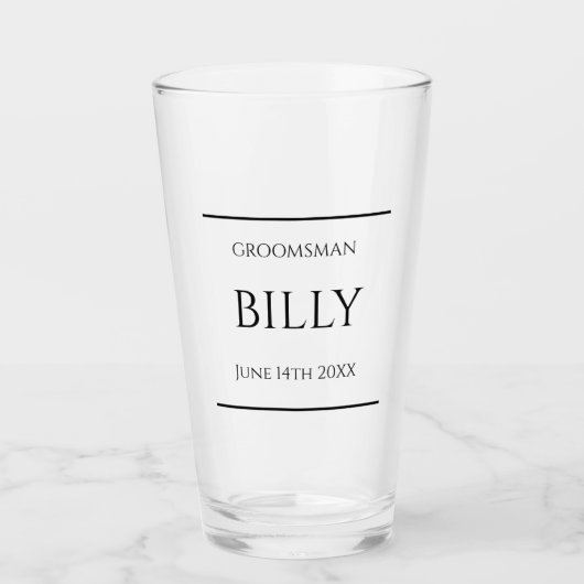 Groomsman Verre Cadeau Beer Pint Favoriser le nom  (Devant)