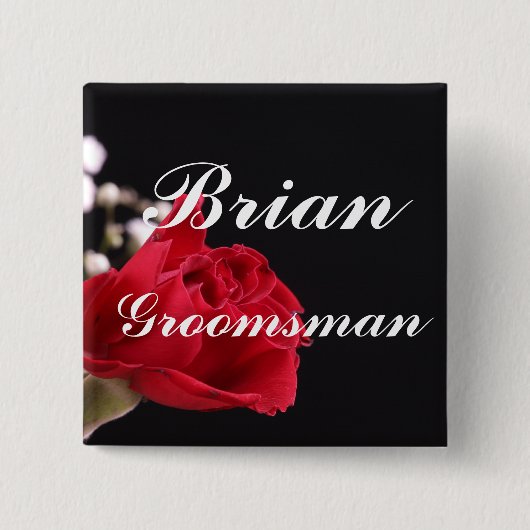 Groomsman Vierkante Button 5,1 Cm (Voorkant)