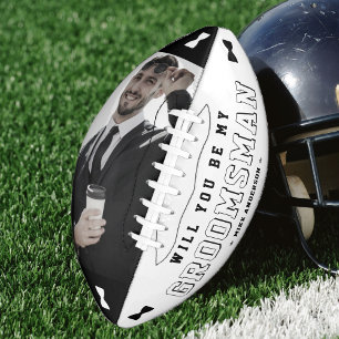 Groomsman Voorstel Bowtie Foto Zwart & Wit American Football