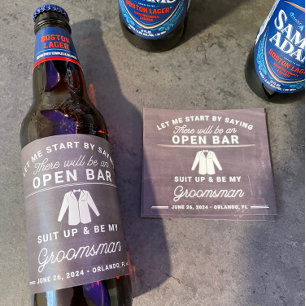 Groomsman-voorstel Etiket flesje