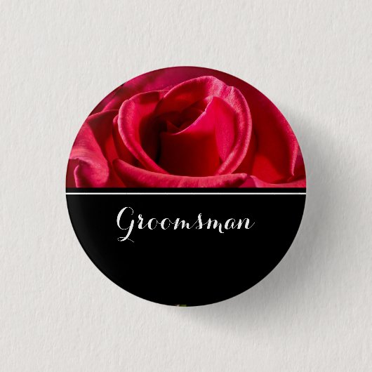 Groomsman Wedding Red Roses Ronde Button 3,2 Cm (Voorkant)