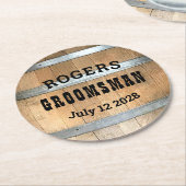 Groomsman Whiskey Barrel Ronde Kartonnen Onderzetter (Gebogen)