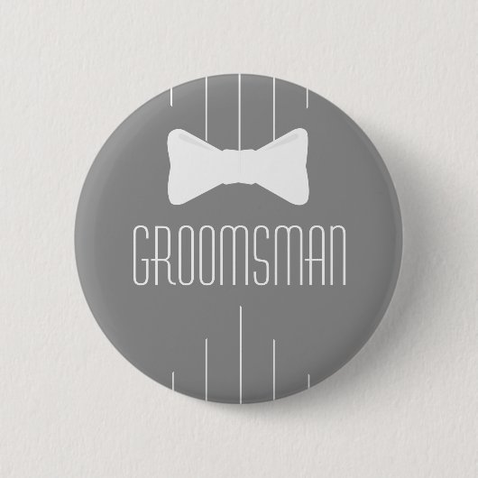 Groomsman White Bowtie 2 Ronde Button 5,7 Cm (Voorkant)