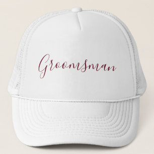Groomsman White met Bourgondisch lettertype Trucker Pet