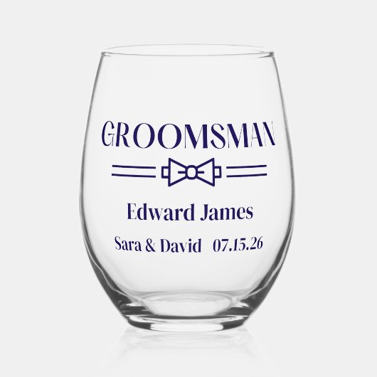 Groomsman Wijnglas Zonder Voet (Voorkant)