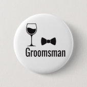 Groomsman Wine Glass and Bow Tie Button Pin (Voorkant)