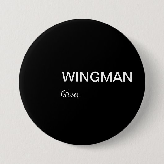 Groomsman Wingman Personal Black White Ronde Button 7,6 Cm (Voorkant)
