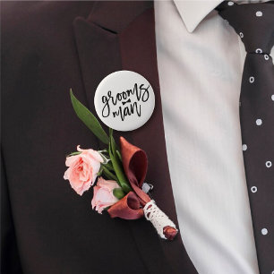 Groomsman Zwart Borstel Script Bow Stropdas Bruilo Ronde Button 5,7 Cm