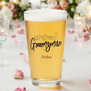 Groomsman Zwart Wit Bruiloft Glas Cup