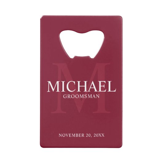 Groomsmans personnalisés en rouge bordeaux (Devant)