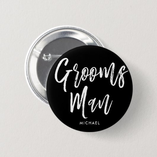 Groomsmen | Aangepaste bruiloft in Script-stijl Ronde Button 5,7 Cm (Voorkant /achterkant)