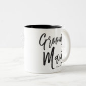 Groomsmen | Aangepaste bruiloft in Script-stijl Tweekleurige Koffiemok (Voorkant rechts)