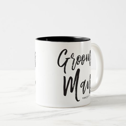 Groomsmen | Aangepaste bruiloft in Script-stijl Tweekleurige Koffiemok (Voorkant rechts)