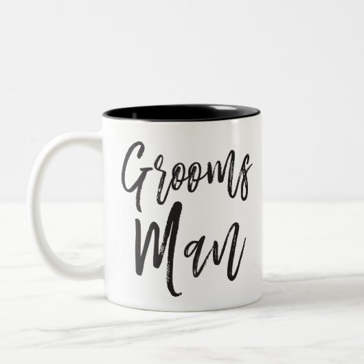 Groomsmen | Aangepaste bruiloft in Script-stijl Tweekleurige Koffiemok (Links)