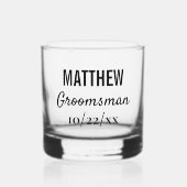 Groomsmen Elegante Moderne Typografie Bruiloft gun Whisky Glas (Voorkant)