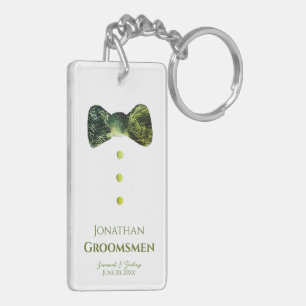 Groomsmen Funny emerald green Stropdas bruiloft Sleutelhanger