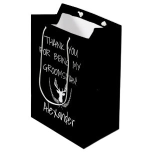 Groomsmen Gepersonaliseerde bruiloft Dank u Medium Cadeauzakje