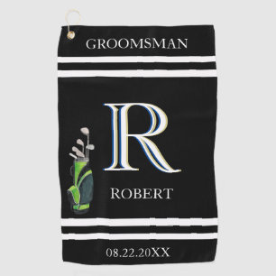 Groomsmen Gift Custom Monogram Naam Clubs Golf Golfhanddoek