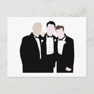 Groomsmen in zwart Stropdas Pose voor een Afbeeldi Briefkaart