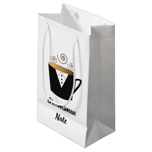 Groomsmen Nom Personnalisé Tuxedo Petit sac cadeau (Devant Angle)