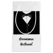 Groomsmen personnalisé noir Tuxedo petit sac cadea (Devant)