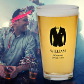 Groomsmen Zwart Stropdas Tuxedo Suit Naam en datum Glas