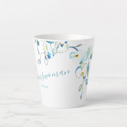 Groomsoman Gift Blue Waterverf Orchid Mok (Voorkant)