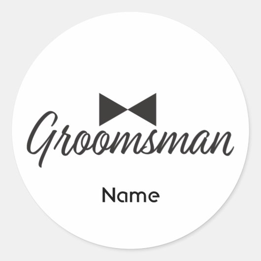 Groomstekst en Bow-stropdas Ronde Sticker (Voorkant)