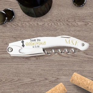 Groomswoman Dank u jaren '20 Gatsby bruiloft gunst Kurkentrekker