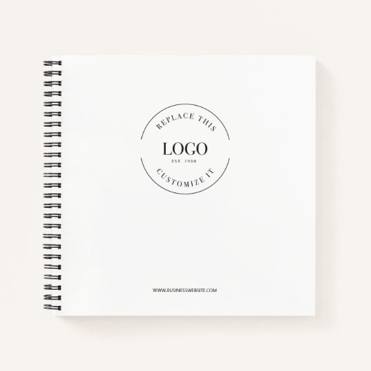 Groot aangepast logo website merk vierkant notitieboek (Voorkant)