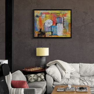 Groot Abstract Acrylschilderij Foto Afdruk