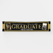 Groot Afstuderen in openlucht - zwart & goudfotoba Spandoek (Horizontaal)