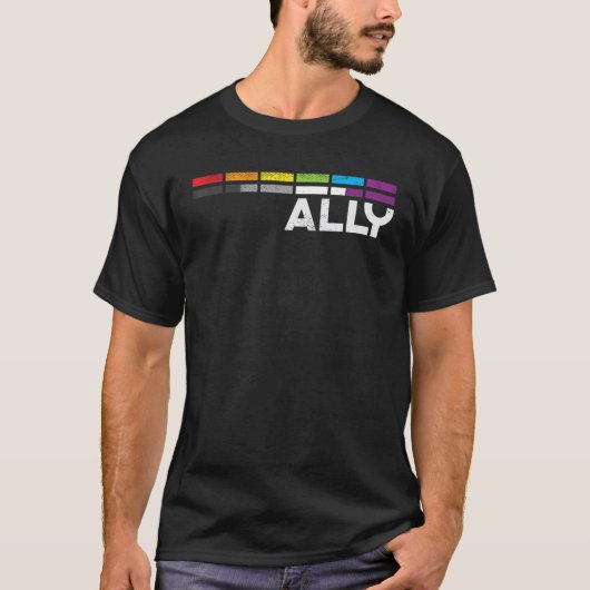 Groot Ally Bars Equality LGBTQ Aseksuele Vlag Ace  T-shirt (Voorkant)