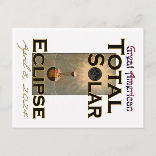 Groot Amerikaans 2024 Totale Zonsverduistering Bri Briefkaart (Voorkant)