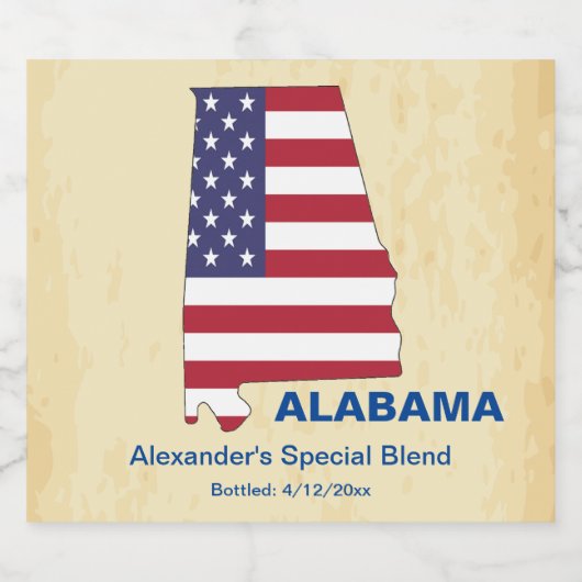 GROOT AMERIKAANS ALABAMA STATE MONOGRAM BIER ETIKET (Enkel label)