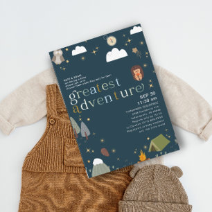 Groot avontuurlijk jongetje marinblauw Baby shower Kaart