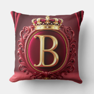 Groot B-monogram op rode fluweel Kussen