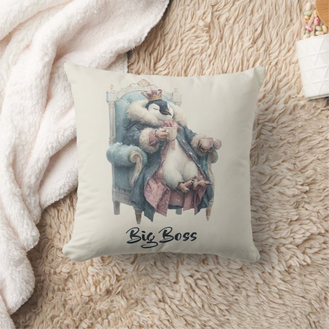Groot-Baas Winter Pinguïn Ontwerp Kussen (Deken)