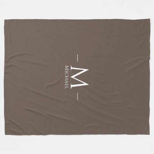 Groot balkon monogram elegant modern bruin fleece deken (Voorkant (Horizontaal))