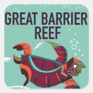 Groot-barrièrerif vintage-reisposter. vierkante sticker