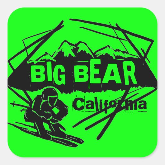 Groot Beer Californië groene ski logo stickers (Voorkant)