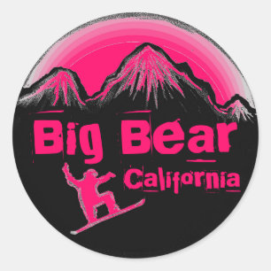 Groot Beer Californië roze snowboard stickers